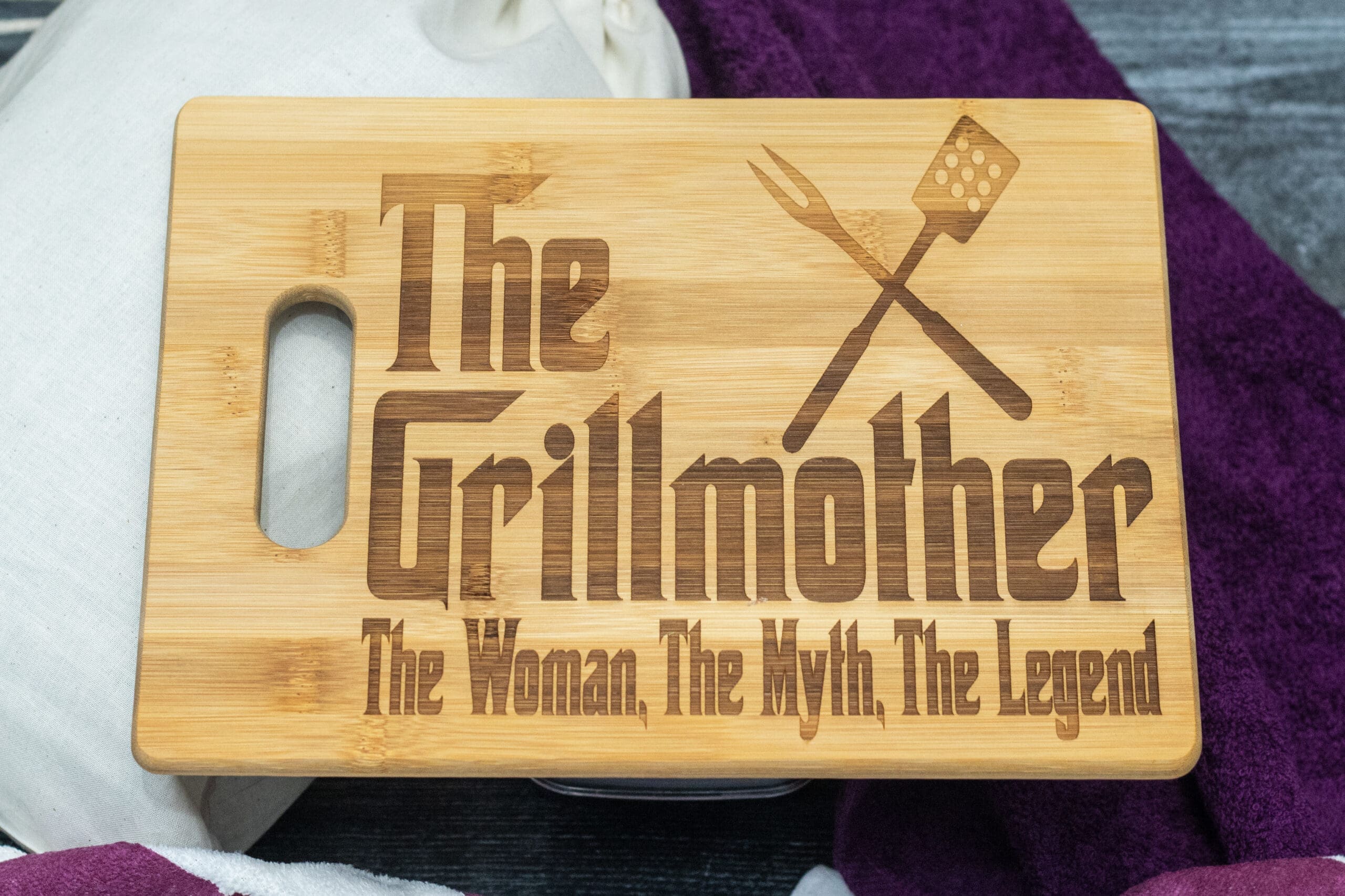 GrillMother Engraved Bamboo Cutting Board.